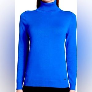 Calvin Klein Women’s Cobalt Blue Solid Turtleneck